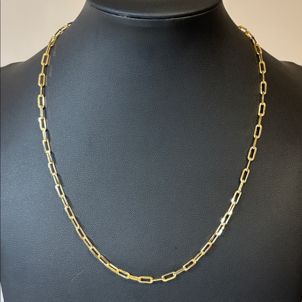 3.5mm Paperclip Chain Necklace Chain 18k Yellow Gold Filled 18”